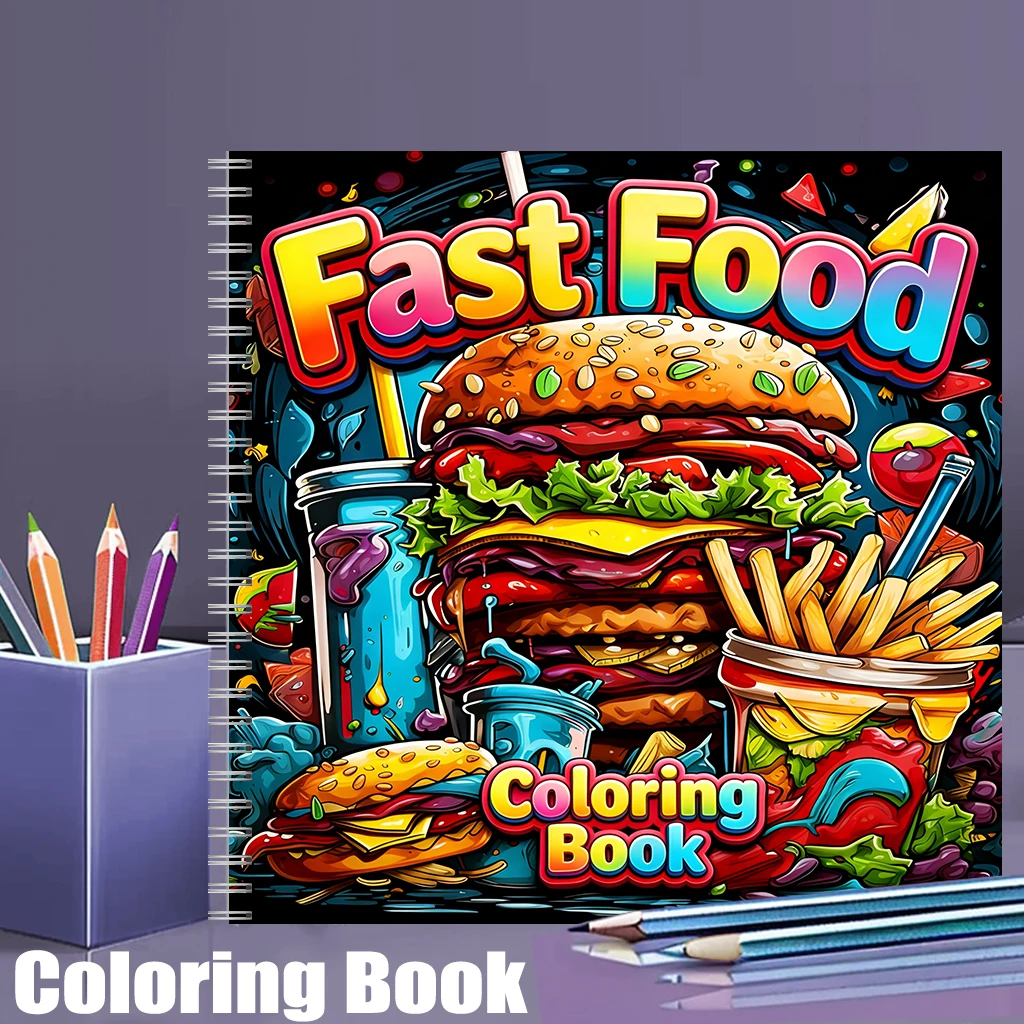 Food Snacks Coloring Book - Kolorowanka dla dorosłych z motywami fast